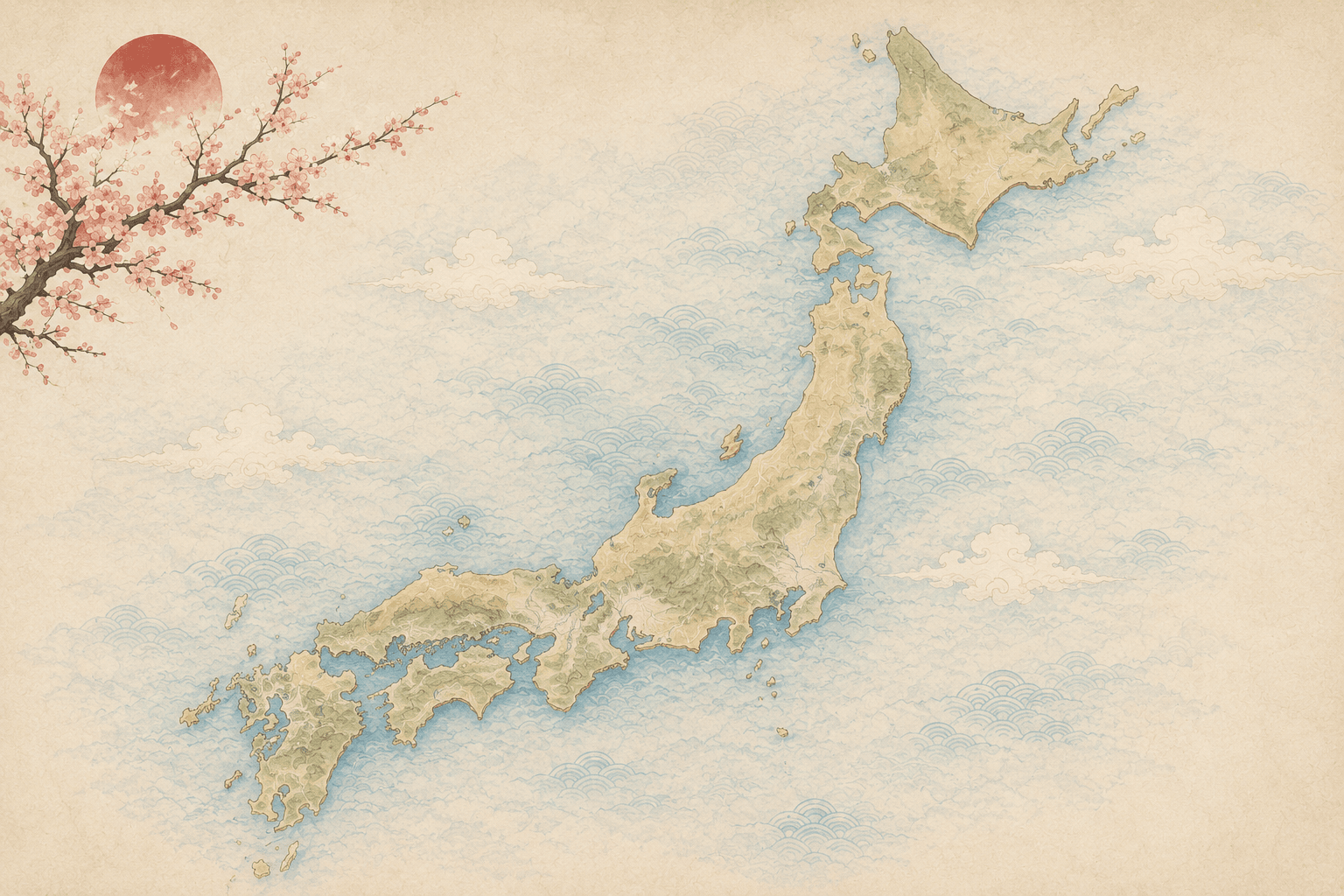Illustrated map of Japan