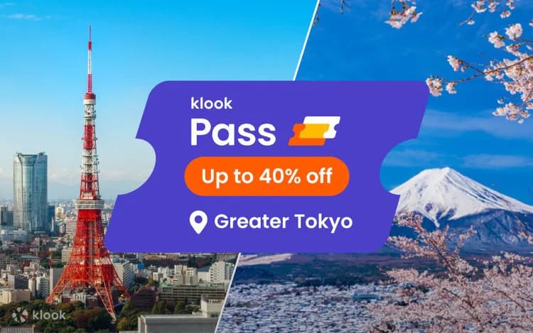Klook Pass Greater Tokyo promotional artwork featuring Tokyo Tower and Mount Fuji